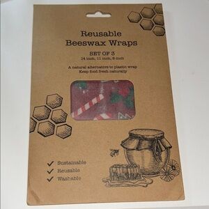 Creative Co-Op Reusable Beeswax Wraps Set of 3 - 14”, 11” & 8”